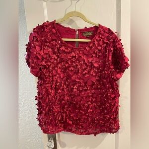 Elegant Red Floral Blouse